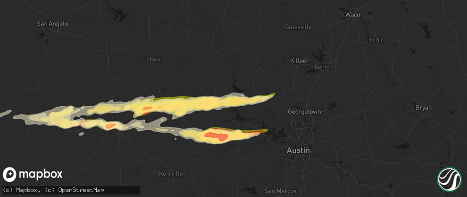Hail map in Buchanan Dam, TX on May 6, 2026