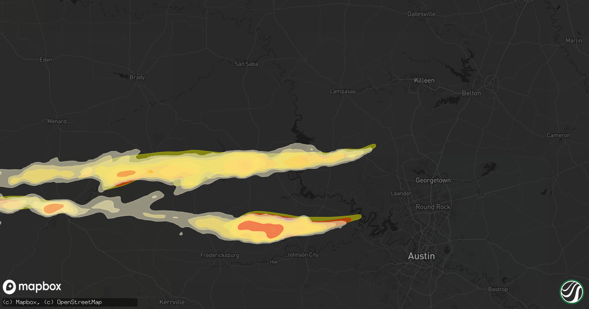Hail map in Buchanan Dam, TX on May 6, 2026