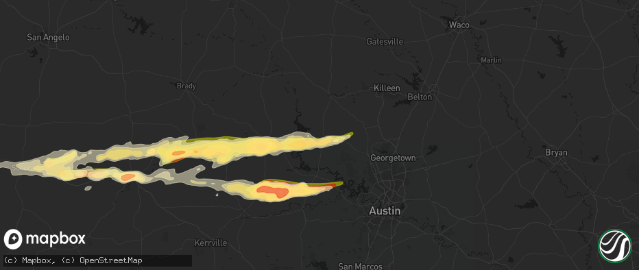 Hail map in Burnet, TX on May 6, 2026