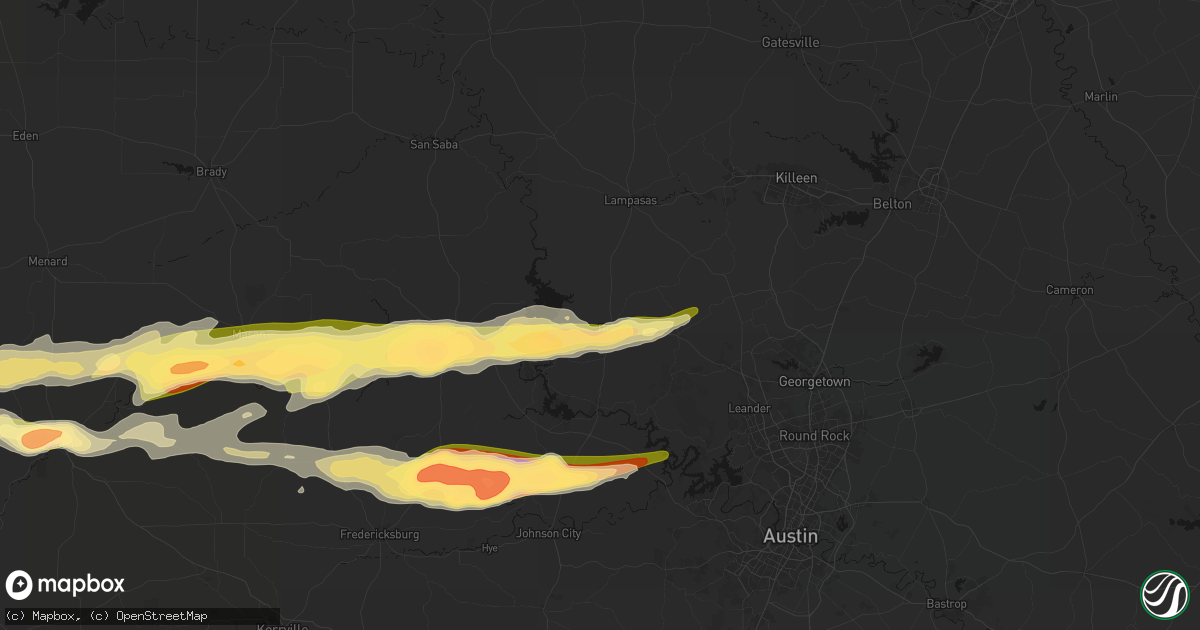 Hail map in Burnet, TX on May 6, 2026