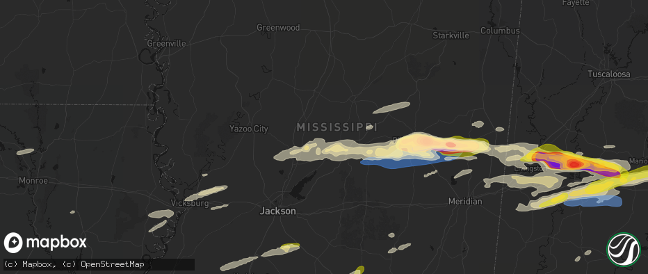 Hail map in Camden, MS on May 6, 2026