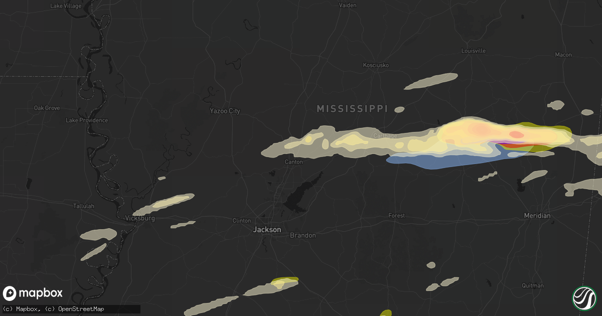 Hail map in Canton, MS on May 6, 2026