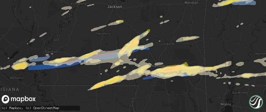 Hail map in Carson, MS on May 6, 2026