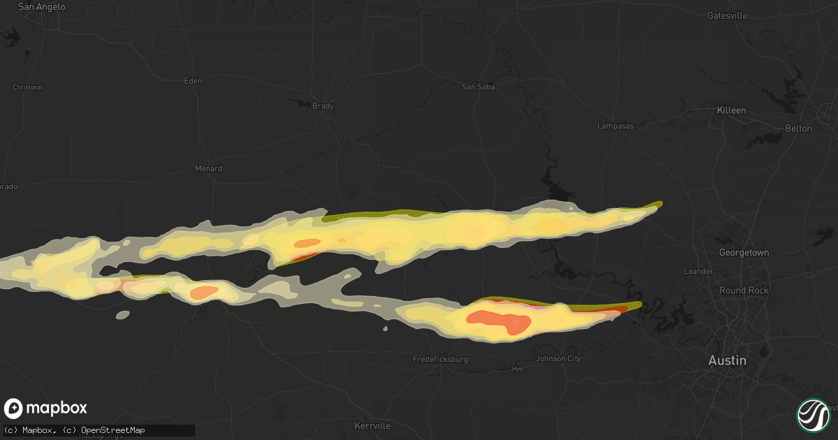 Hail map in Castell, TX on May 6, 2026
