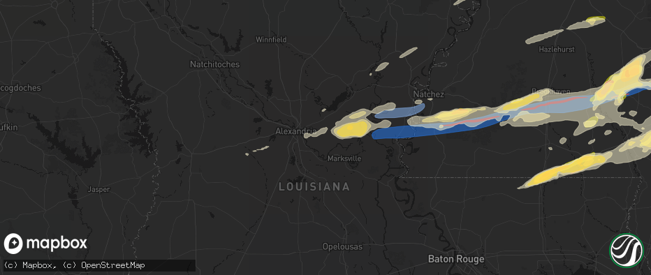 Hail map in Center Point, LA on May 6, 2026