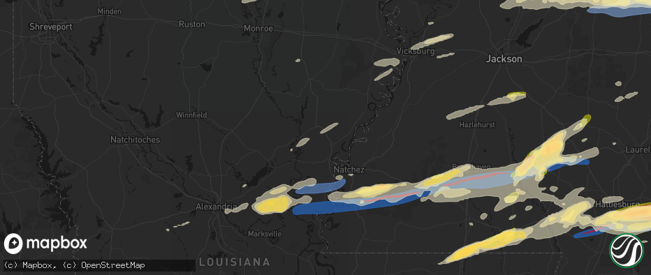Hail map in Clayton, LA on May 6, 2026