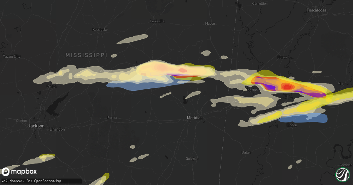 Hail map in Collinsville, MS on May 6, 2026