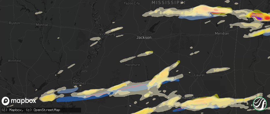 Hail map in Crystal Springs, MS on May 6, 2026