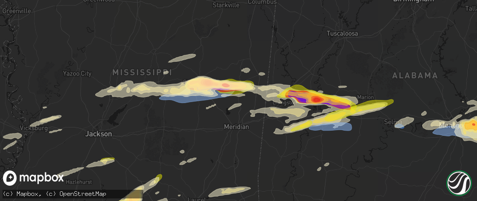 Hail map in Daleville, MS on May 6, 2026