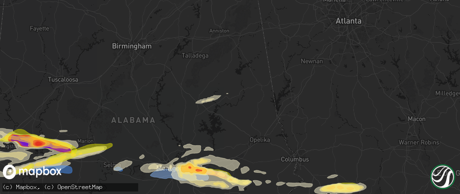 Hail map in Daviston, AL on May 6, 2026