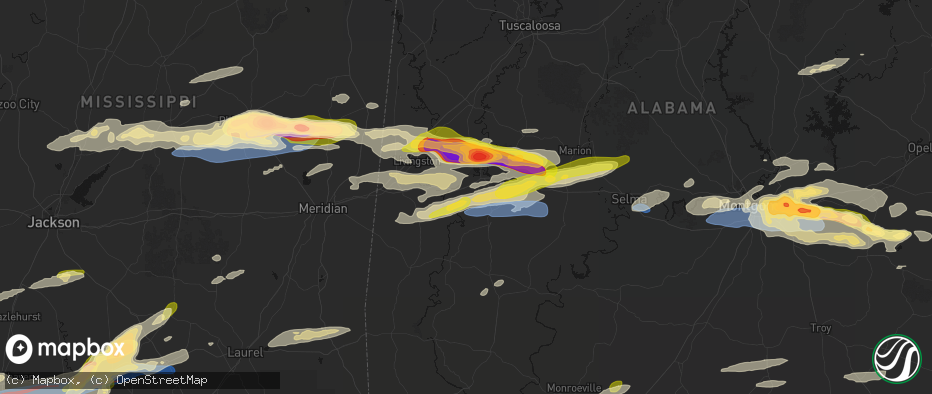 Hail map in Demopolis, AL on May 6, 2026