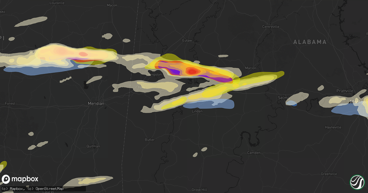 Hail map in Demopolis, AL on May 6, 2026