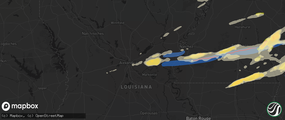 Hail map in Deville, LA on May 6, 2026