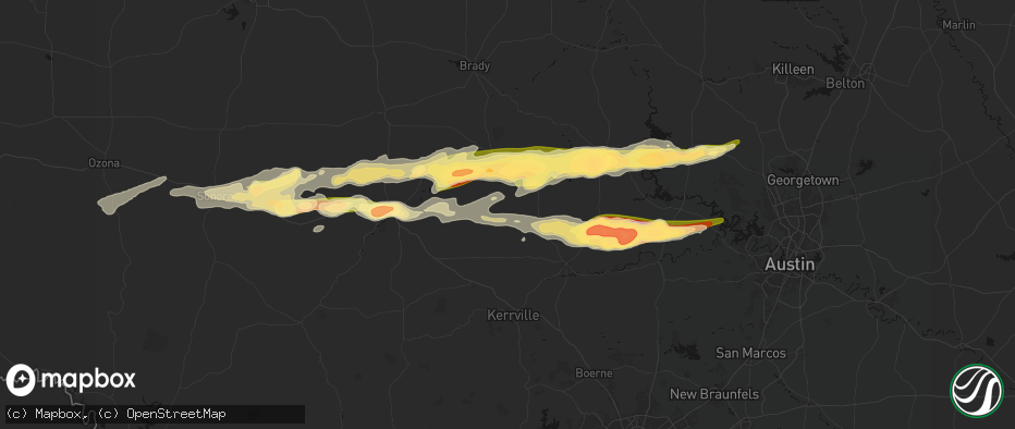 Hail map in Doss, TX on May 6, 2026
