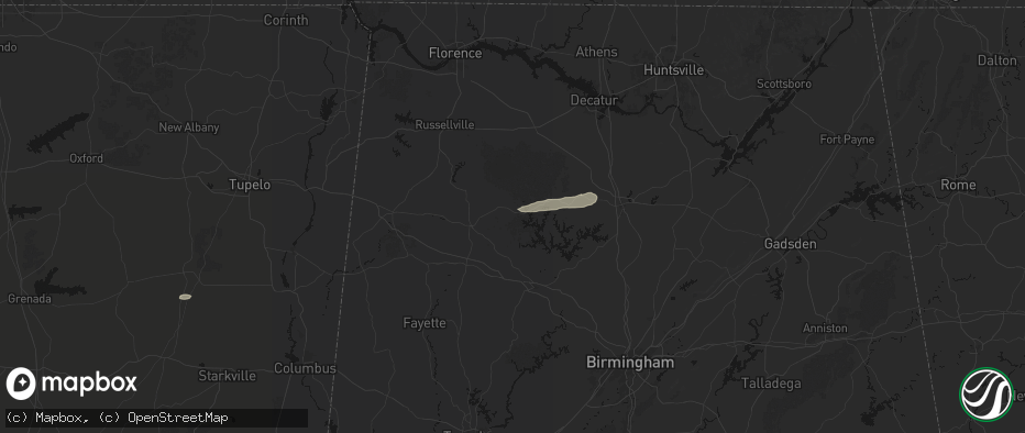 Hail map in Double Springs, AL on May 6, 2026