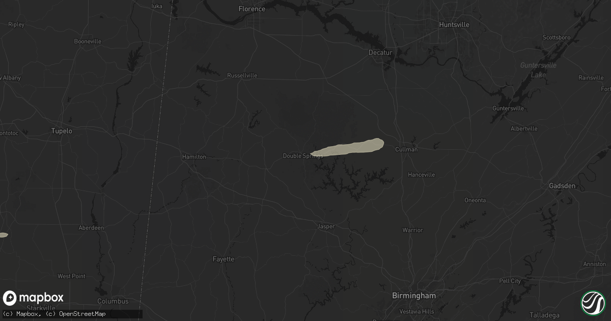 Hail map in Double Springs, AL on May 6, 2026