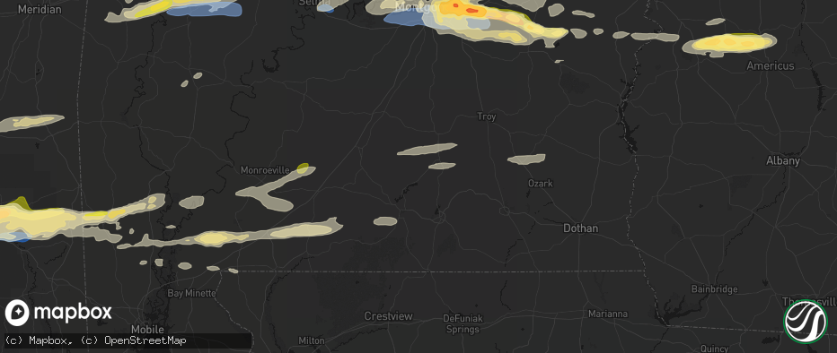 Hail map in Dozier, AL on May 6, 2026