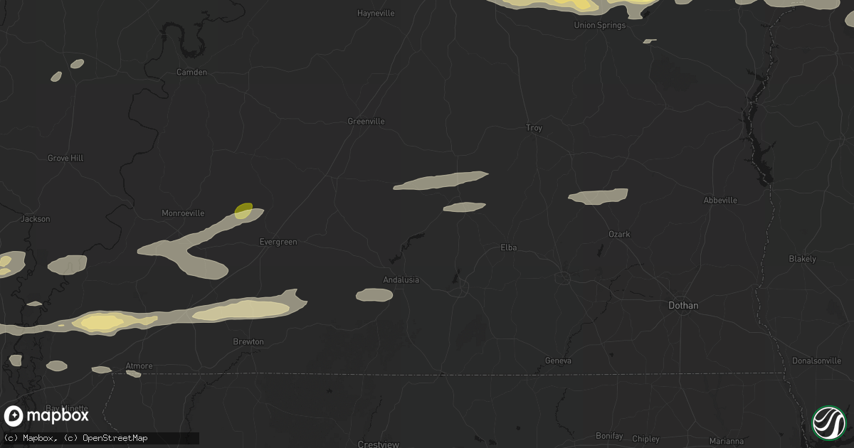 Hail map in Dozier, AL on May 6, 2026