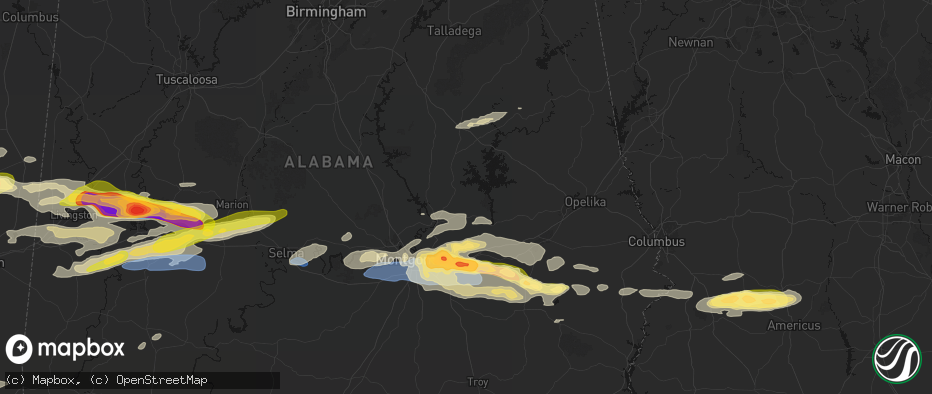 Hail map in Eclectic, AL on May 6, 2026