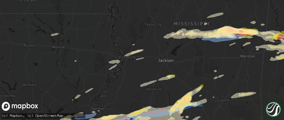 Hail map in Edwards, MS on May 6, 2026