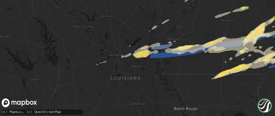 Hail map in Effie, LA on May 6, 2026