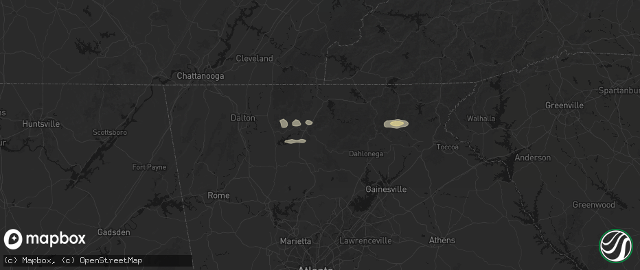 Hail map in Ellijay, GA on May 6, 2026