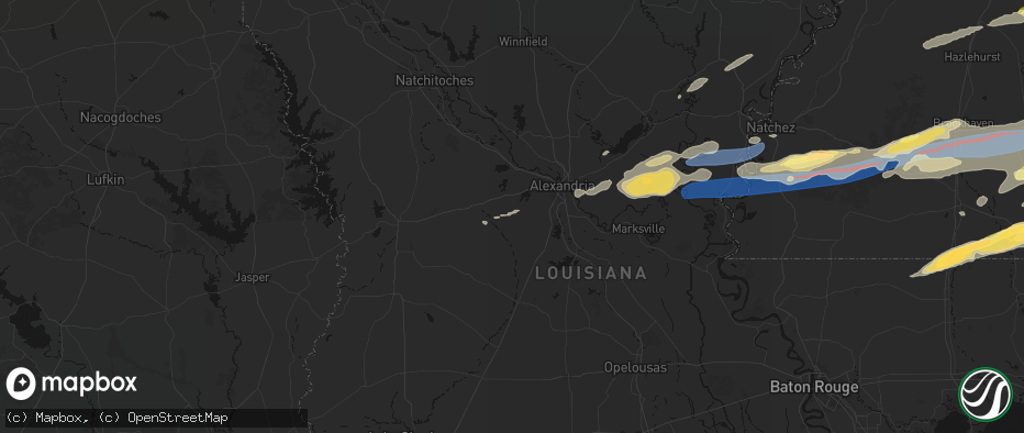 Hail map in Elmer, LA on May 6, 2026