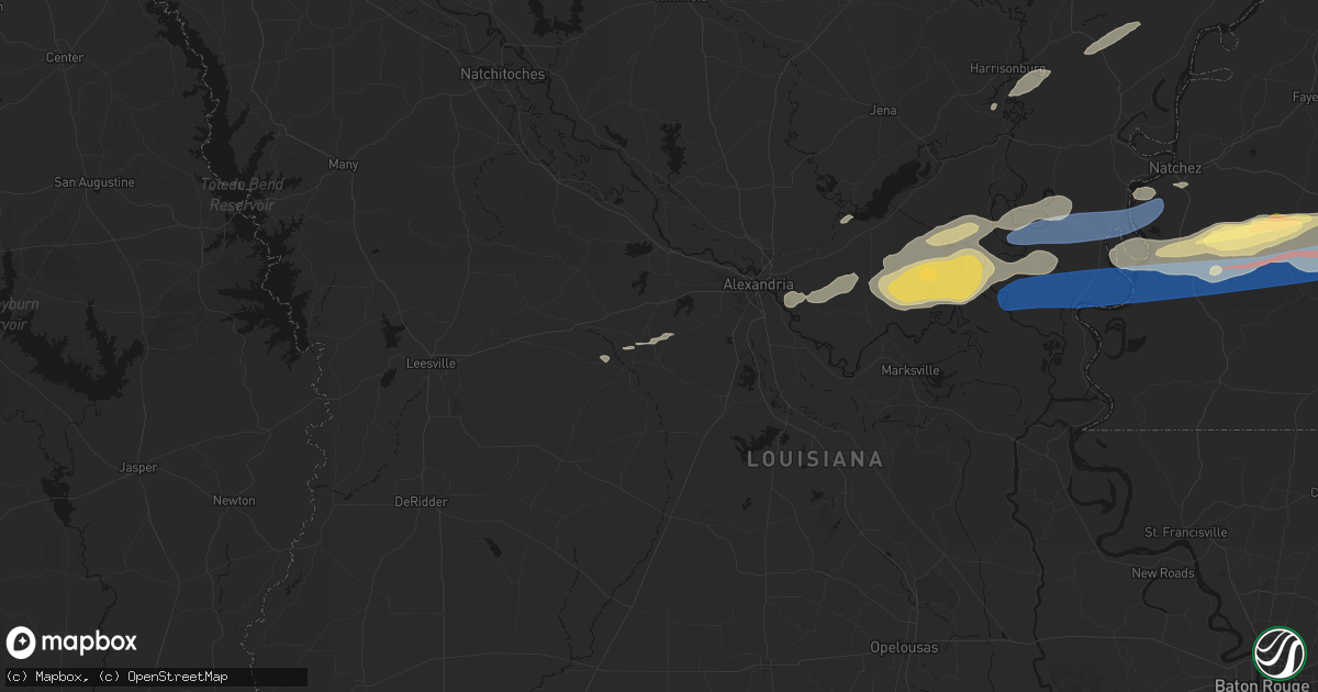 Hail map in Elmer, LA on May 6, 2026