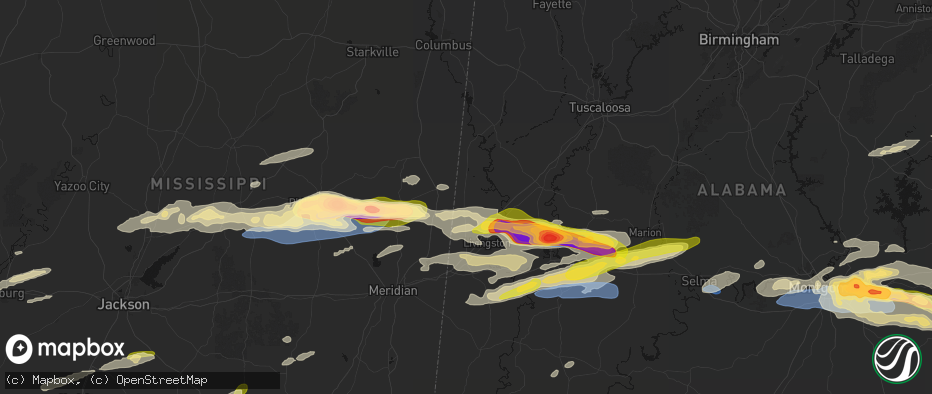 Hail map in Emelle, AL on May 6, 2026
