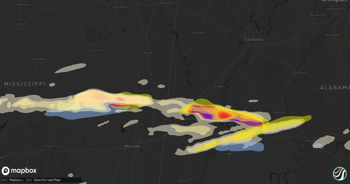 Hail map in Emelle, AL on May 6, 2026