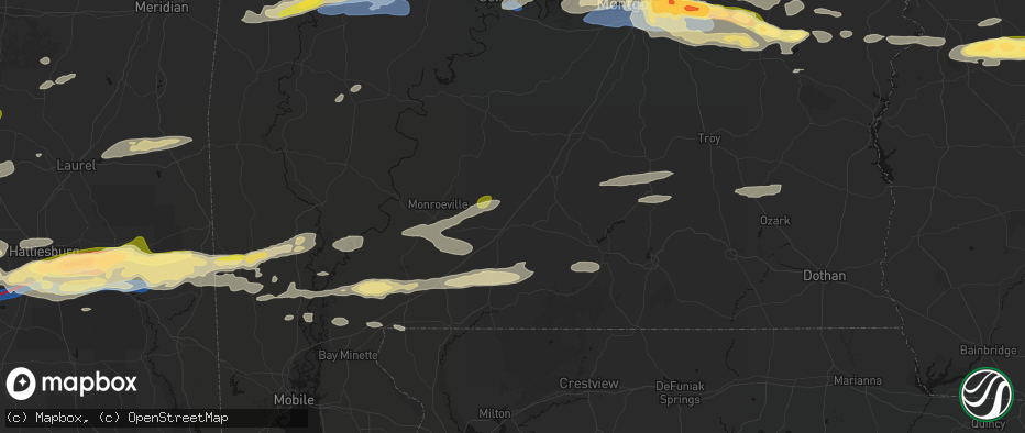 Hail map in Evergreen, AL on May 6, 2026