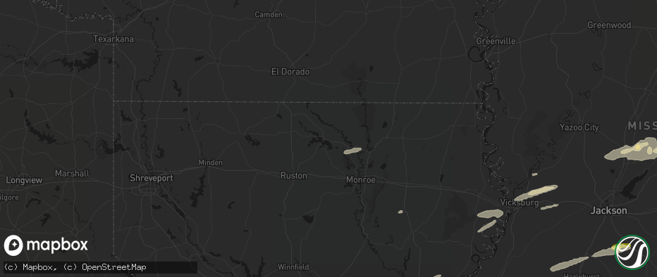 Hail map in Farmerville, LA on May 6, 2026