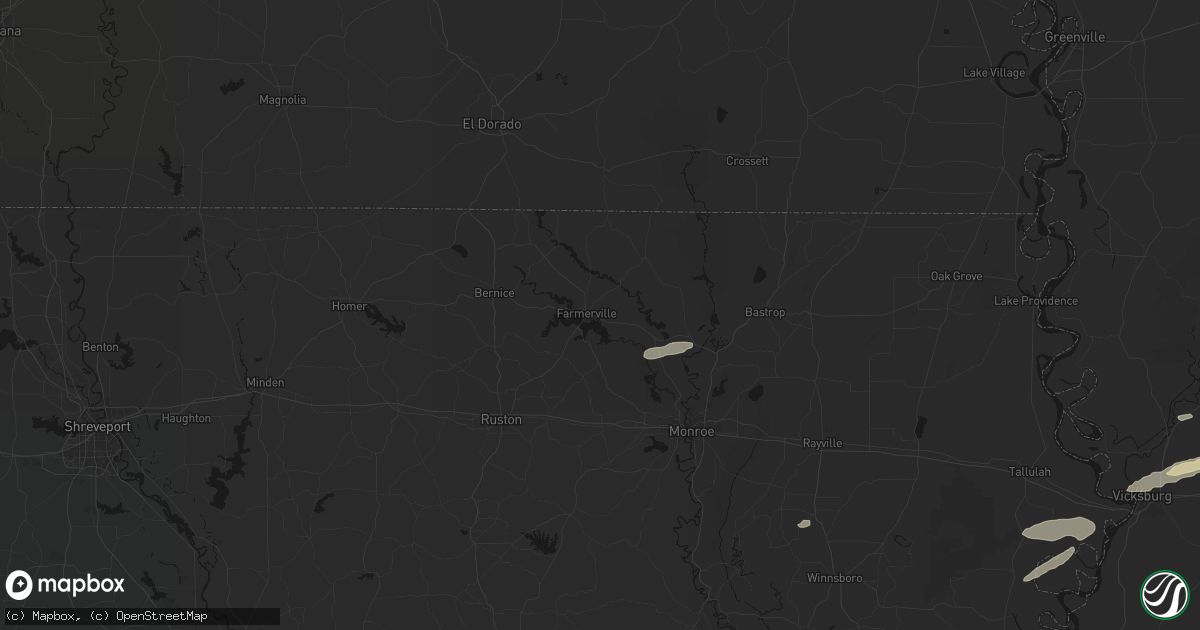 Hail map in Farmerville, LA on May 6, 2026