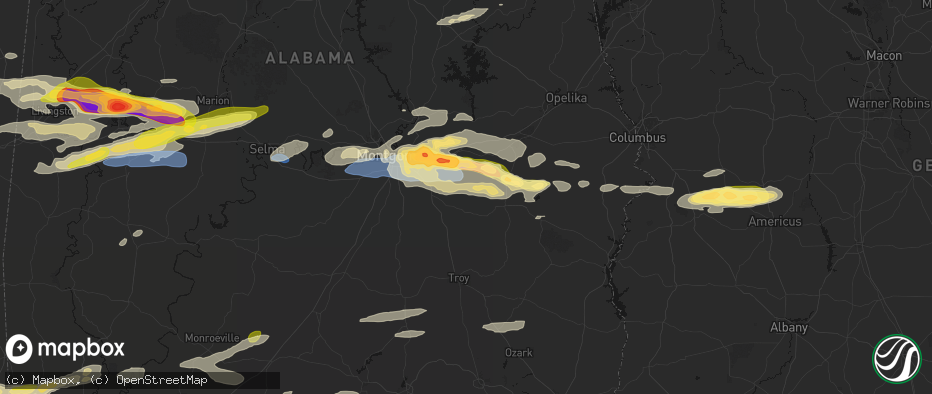 Hail map in Fitzpatrick, AL on May 6, 2026