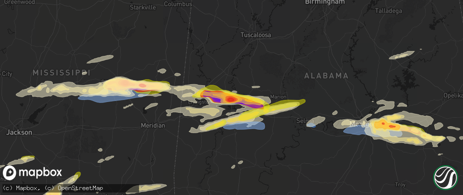 Hail map in Forkland, AL on May 6, 2026