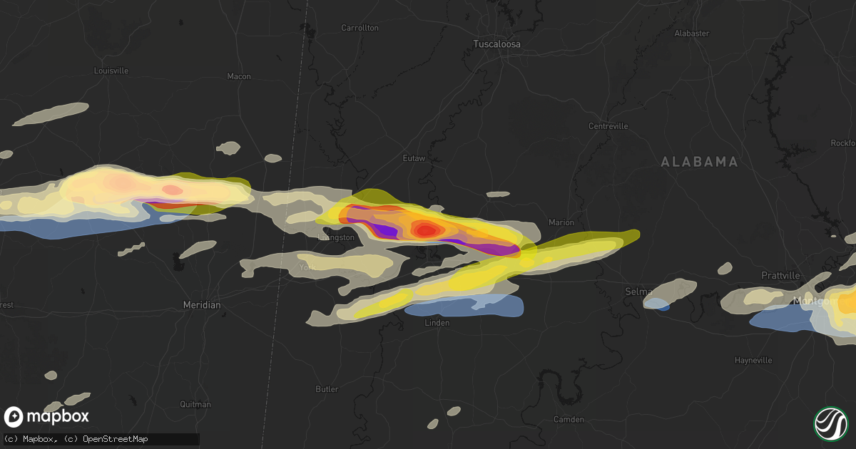 Hail map in Forkland, AL on May 6, 2026