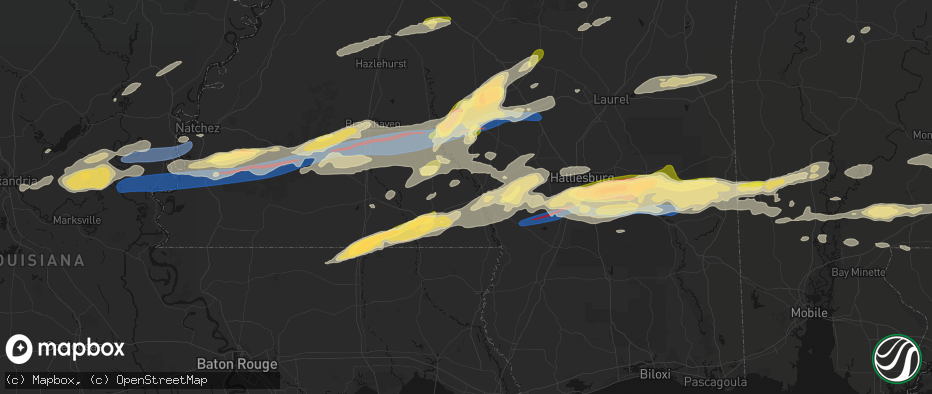 Hail map in Foxworth, MS on May 6, 2026