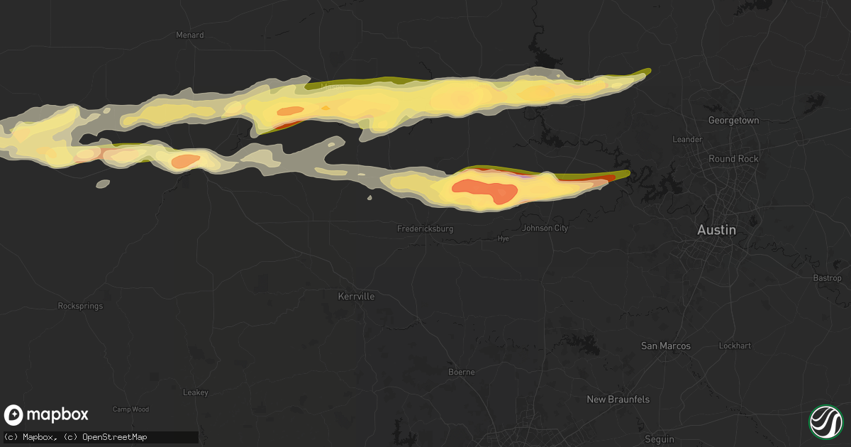 Hail map in Fredericksburg, TX on May 6, 2026