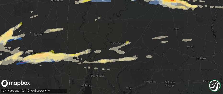 Hail map in Frisco City, AL on May 6, 2026