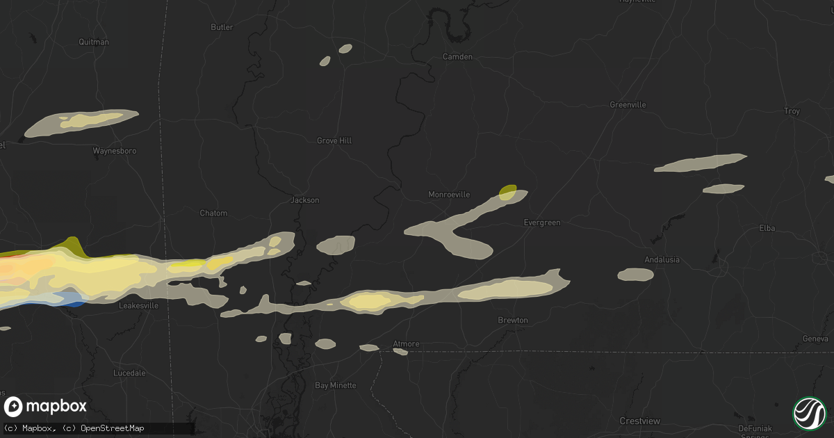 Hail map in Frisco City, AL on May 6, 2026