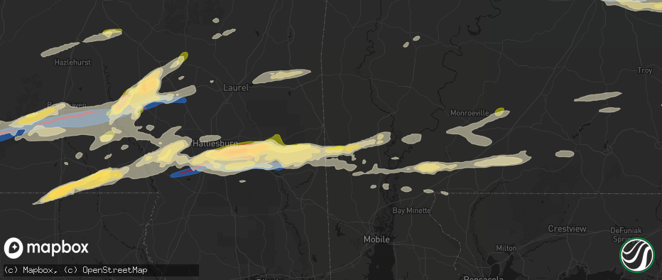 Hail map in Fruitdale, AL on May 6, 2026