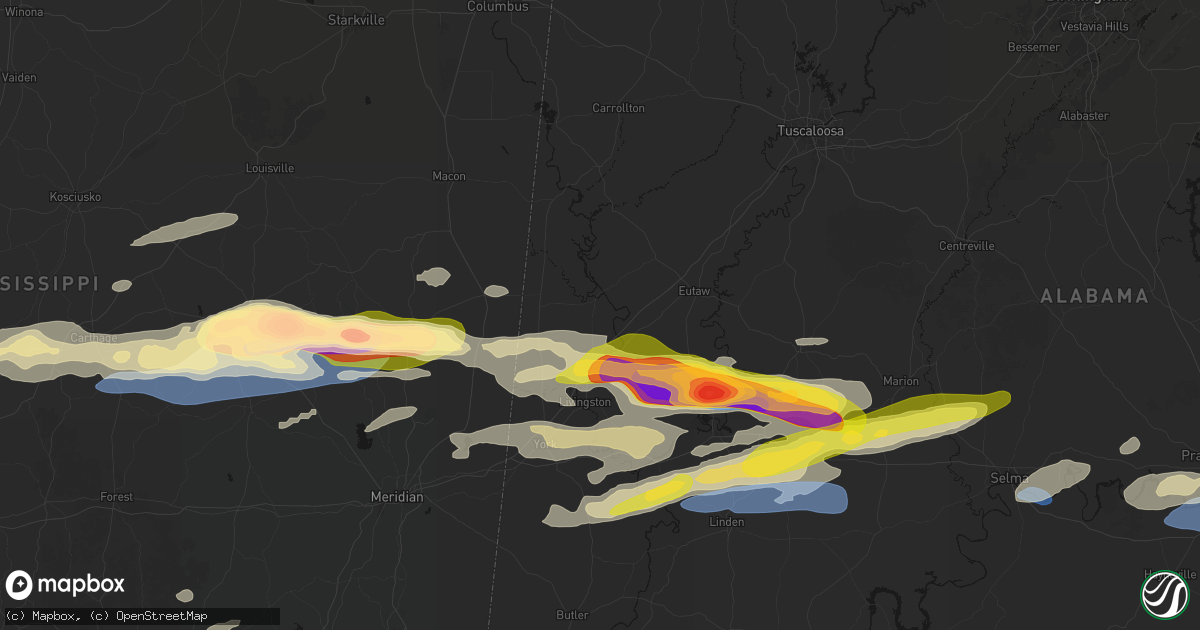 Hail map in Gainesville, AL on May 6, 2026