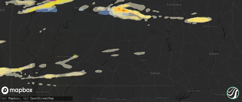 Hail map in Glenwood, AL on May 6, 2026