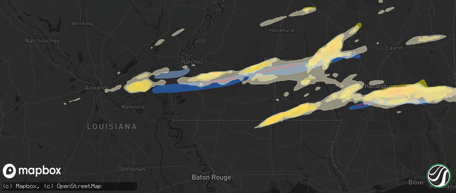 Hail map in Gloster, MS on May 6, 2026