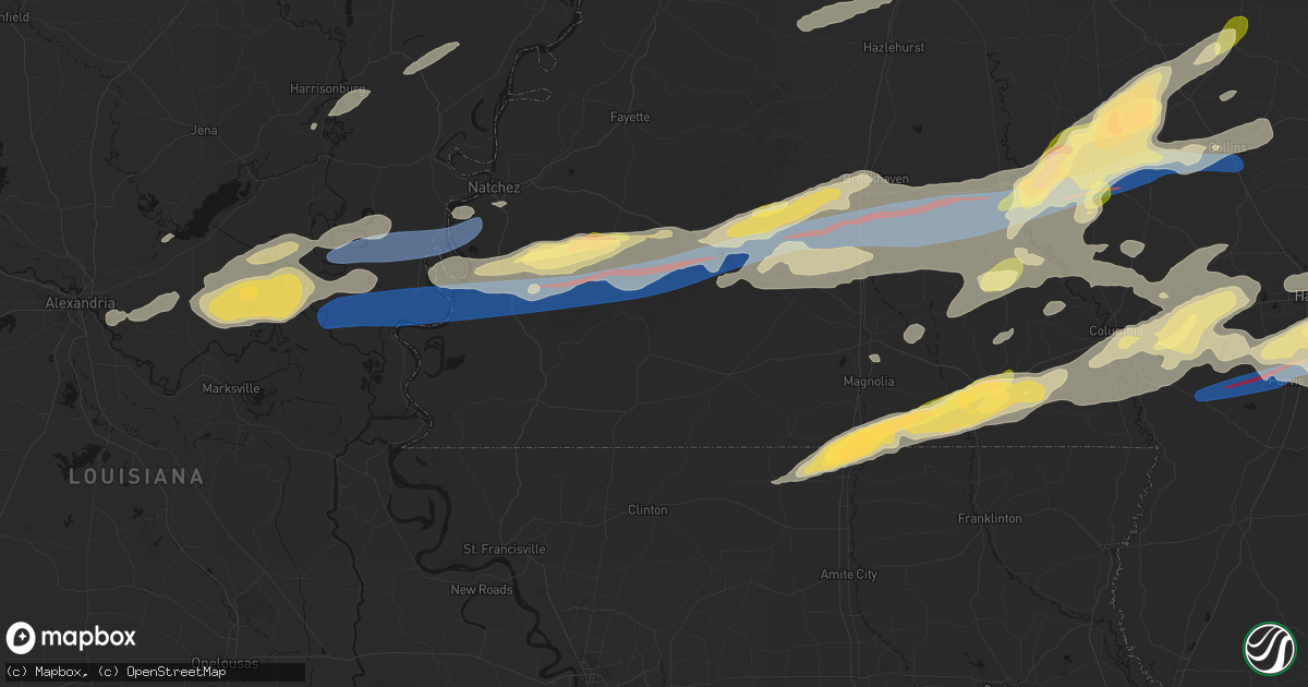 Hail map in Gloster, MS on May 6, 2026