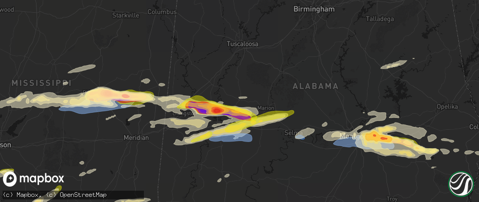 Hail map in Greensboro, AL on May 6, 2026