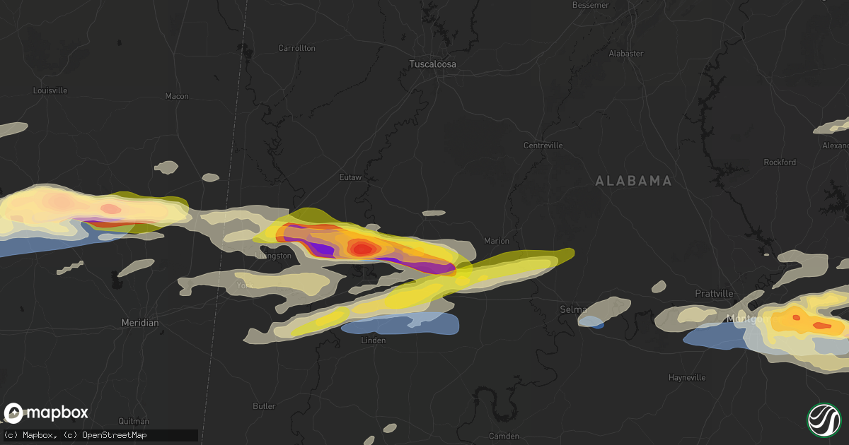 Hail map in Greensboro, AL on May 6, 2026