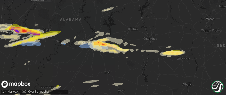 Hail map in Hardaway, AL on May 6, 2026