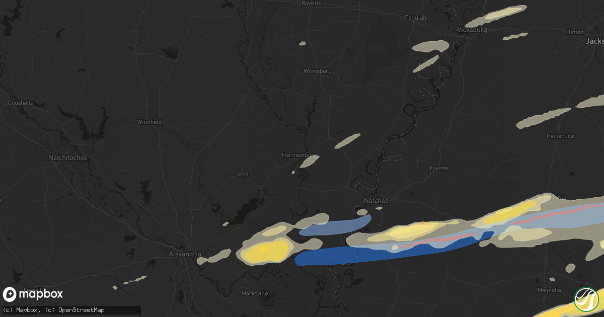 Hail map in Harrisonburg, LA on May 6, 2026