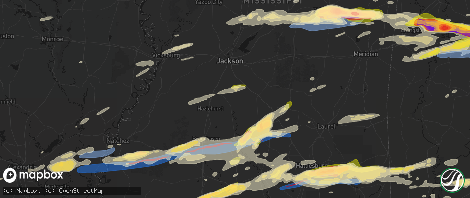Hail map in Harrisville, MS on May 6, 2026